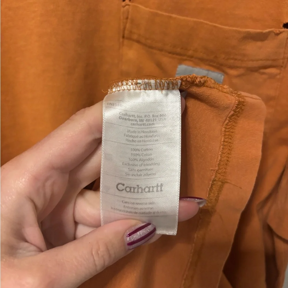 Carhartt Men's Distressed Orange T-Shirt - Picture 8 of 8